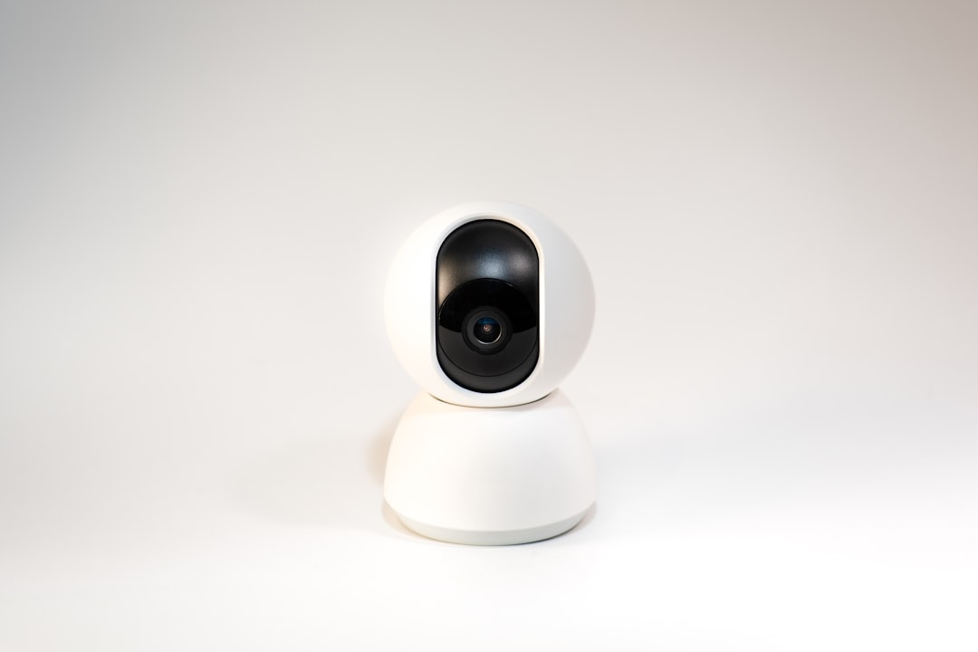 Smart home security camera. Webcam white background.